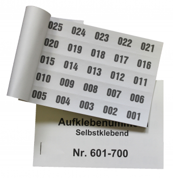 Paket Aufklebenummern 100er Block 1-2000 lieferbar