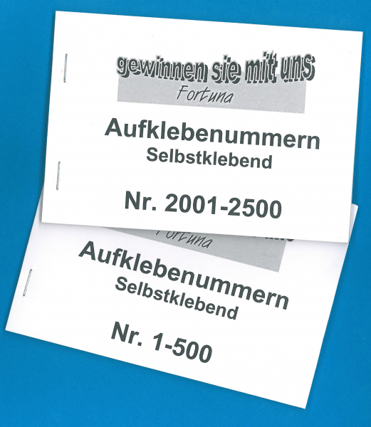 Aufklebenummern, 500er Block  1-5000 lieferbar  Sparpreis