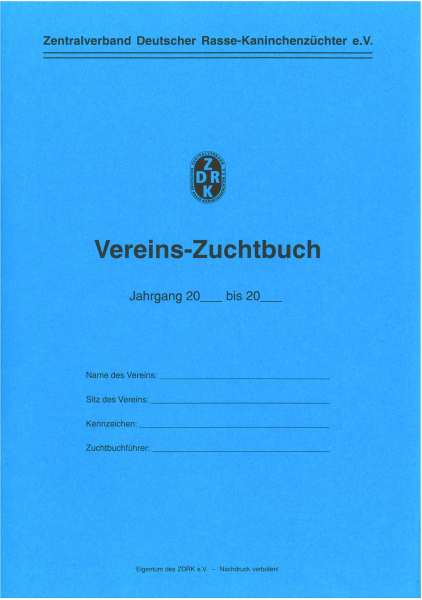 Vereinszuchtbuch ZDRK A4