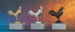 Metallfigur Hahn in 3 verschiedenen Farben