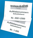 Aufklebenummern, 500er Block  1-5000 lieferbar  Sparpreis