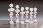 Pokal in 6 Größen - rot/silber