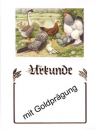 Urkunde mit Geflügelmotiv
