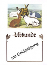 Urkunde mit Kaninchenmotiv
